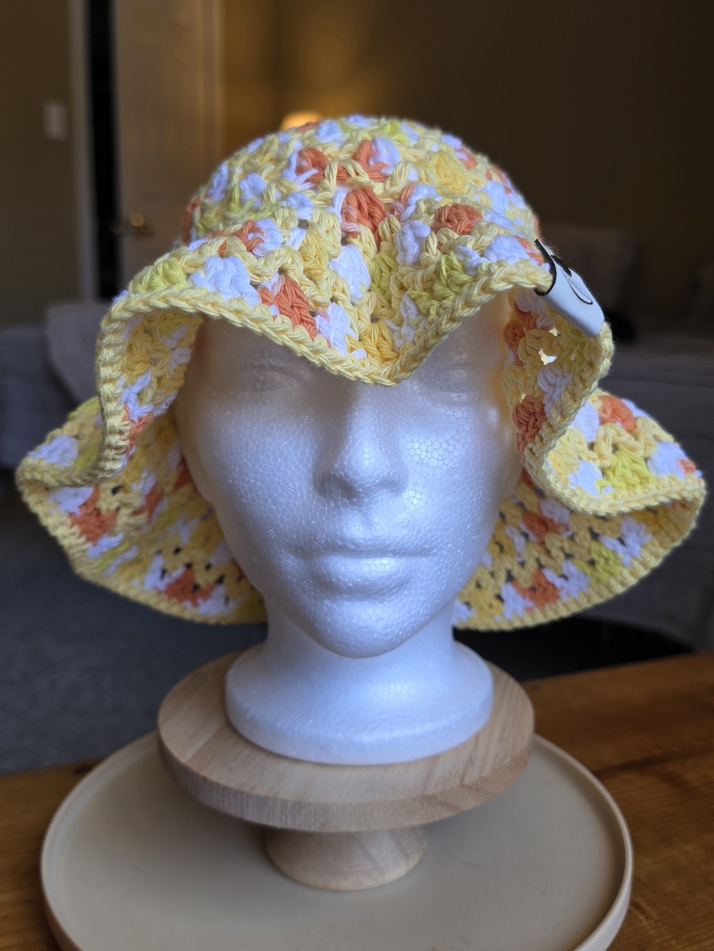 Yellow Variegated Crochet Bucket Hat